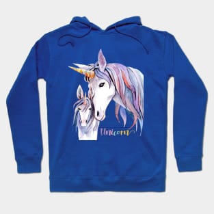 Unicorn Mom Baby  Hand Drawn Hoodie